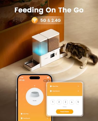 oneisall 5G WiFi Automatic Cat Feeder and Water Dispenser, 36Cups/8.5L