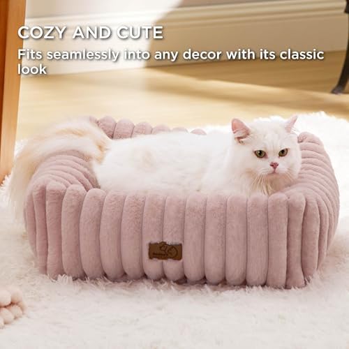 Bedsure ComfyFleece™ Dog Bed for Small Dogs & Cats Washable，20in Blush Pink