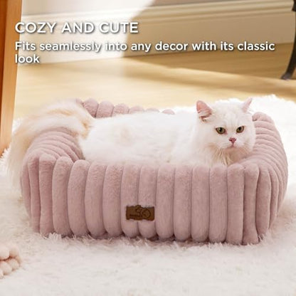 Bedsure ComfyFleece™ Dog Bed for Small Dogs & Cats Washable，20in Blush Pink