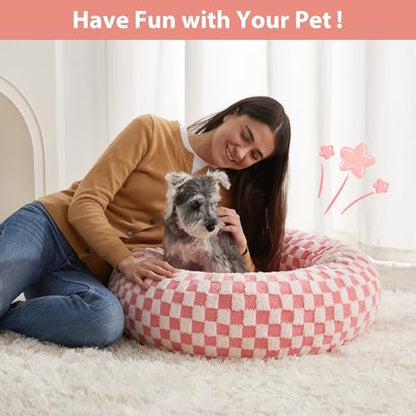 BFPETHOME Small Washable Cozy Donut Dog Beds for Dogs