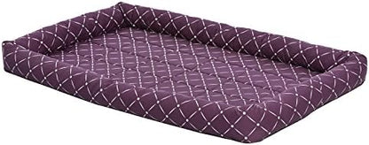 MidWest Homes for Pets 40248-PLD Quiet Time Couture Ashton Bolster Pet Bed, X-Large Dog/48, Plum, Plum & White Diamond Pattern
