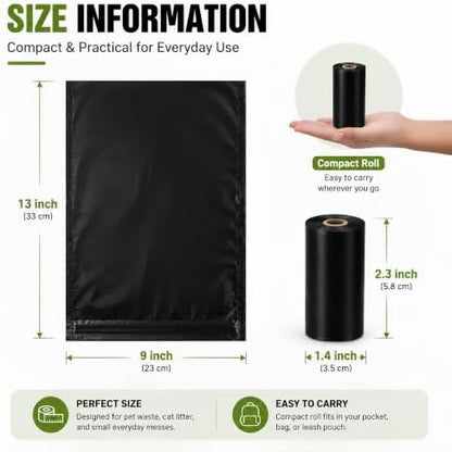 Black Dog Poop Bags Rolls,Cat Poop Bags(180 Count)