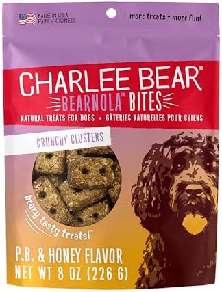 Charlee Bear Bearnola Bites Crunchy Dog Treats, Peanut Butter & Honey, 8 oz