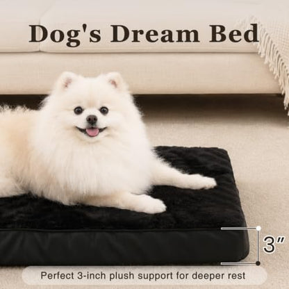 NUPIDA Waterproof Large Dog Bed for Crate with Washable Cover, 35x22, Black