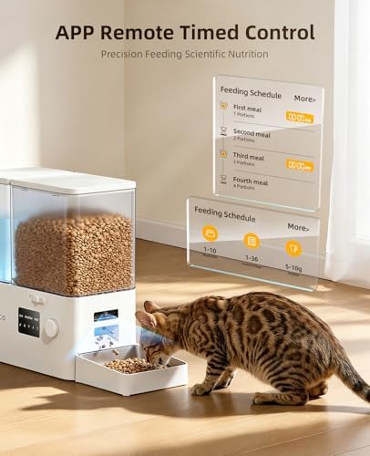 ROJECO Automatic Cat Feeder and Water,Auto Feeder Cat Food with Camera