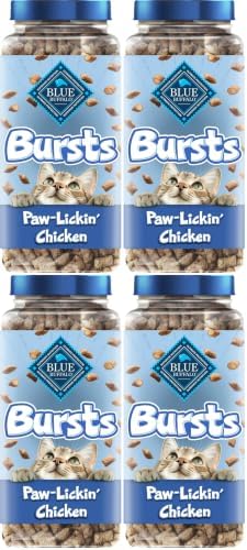 Blue Buffalo Bursts Crunchy & Creamy Cat Treats, Great for Training, Paw-Lickin' Chicken, 12-oz. Tub (Pack of 4)