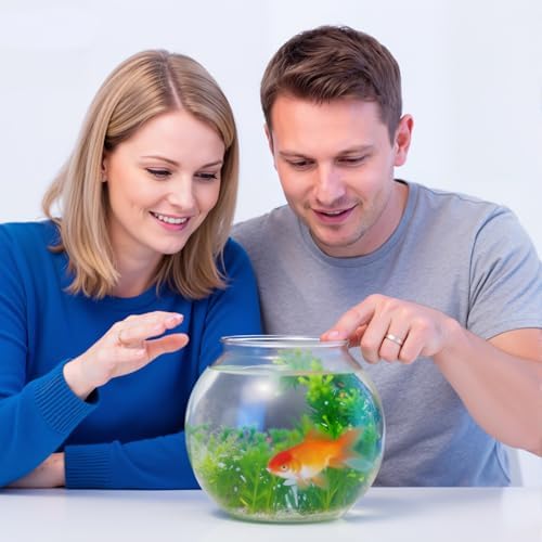 Mifoci 3 Pcs Fish Bowl Plastic Fish Tank Clear 100 oz Goldfish Bowl Multipurpose Round Desktop Aquarium Transparent for Home Office Goldfish Turtle Candy Party Favors, 7.09 x 6.3 Inch
