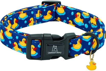 Lionheart glory Dog Collar Ducky Pattern Cute Collar for Small Dogs Spring Summer Boy Dog Collars Pet Gift Adjustable Heavy-Duty Puppy Collars