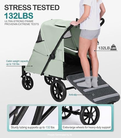 Pet Stroller with Ramp for Large Dog up to 132lbs Portable&Foldable