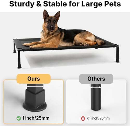 Veehoo Elevated Dog Bed with Fluffy Plush Bolster Cushion, Dog Couch Bed