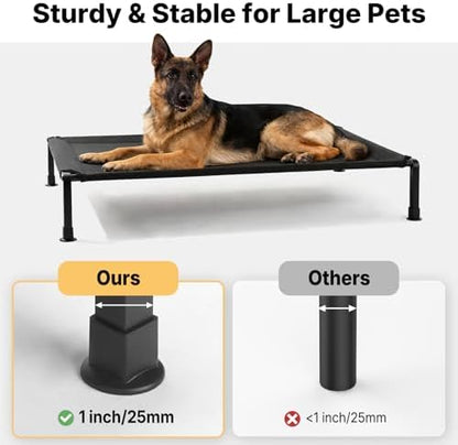 Veehoo Elevated Dog Bed with Fluffy Plush Bolster Cushion, Dog Couch Bed