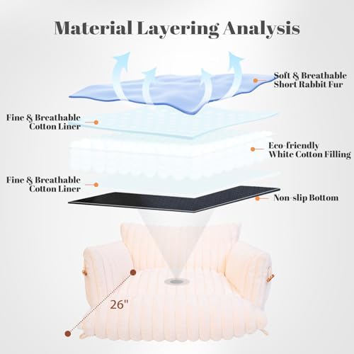 CHEERPALS Cat Couch Bed for Indoor Cats Fluffy Cat Sofa Recliner with Removable Washable Cover Cute Pet Lounge Suitable for Puppy Kitten (Off-White)