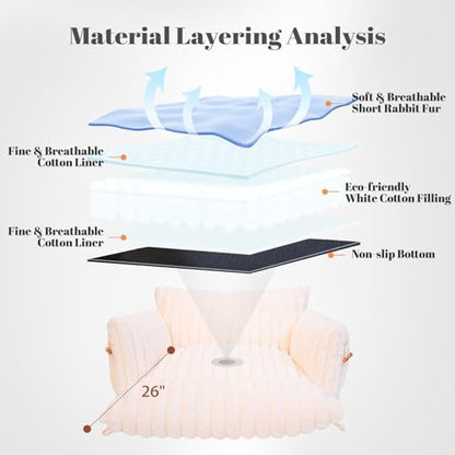 CHEERPALS Cat Couch Bed for Indoor Cats Fluffy Cat Sofa Recliner with Removable Washable Cover Cute Pet Lounge Suitable for Puppy Kitten (Off-White)