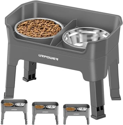 URPOWER Elevated Dog Bowls, 3-in-1 Double Deck Raised Dog Bowl Stand