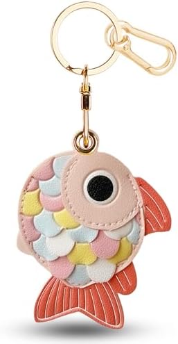 Leather Keychain Holder Case for AirTag, Cute Protective Cover for Apple Airtag KeyChain, GPS Tracker Item Finder