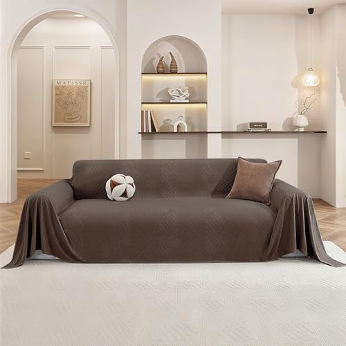 Pet Couch Cover for Dogs, 3 Cushion Sofa Slipcover, Coffee