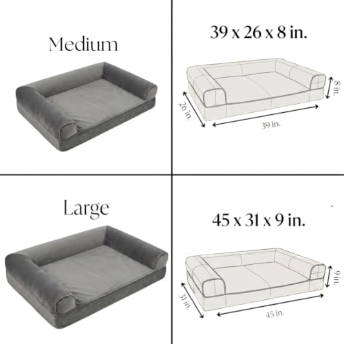 Orthopedic Dog Bed for Medium & Large Dogs – Sofa-Style Memory Foam Dog Bed with Odor Control Foam, Washable Cover, Waterproof Liner & Bolstered Sides (Taupe, Medium)