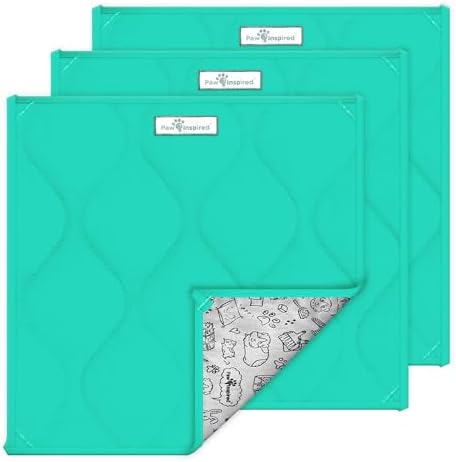 Paw Inspired Washable Fleece Guinea Pig Cage Liner Pads,12x12 Inch, Green