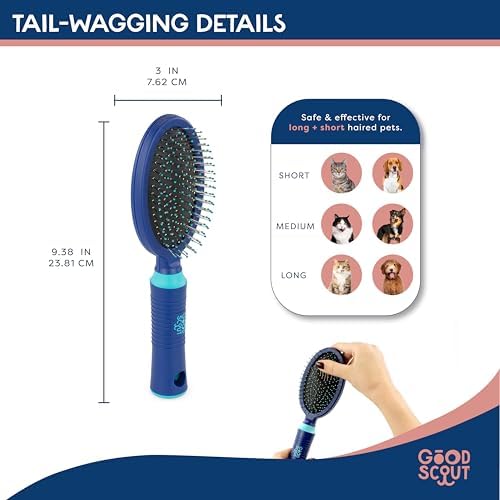 Good Scout Soft Steel Tip Brush, Best Deshedding Tool for Dogs & Cats, Gentle, Safe & Effective Pet Grooming Tool for Long & Short Haired Animals