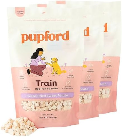 Pupford Freeze Dried Dog & Puppy Training Treats (Sweet Potato, 4 oz, 3 Pk)