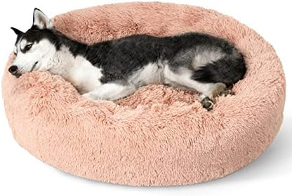 Bedsure Calming Dog Beds Large Sized Dog Donut Washable Pet Bed,36ins Pink