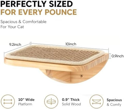Cat Window Perches, Cat Wall Shelves with Curved Bed and 2 Sisal Mat Steps