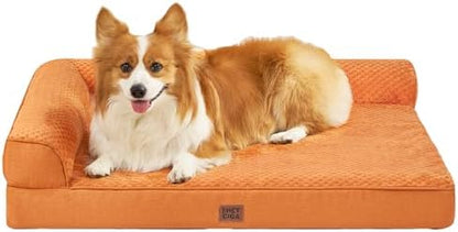 EHEYCIGA Orthopedic Dog Bed, Medium Memory Foam Dog Bed, Pumpkin