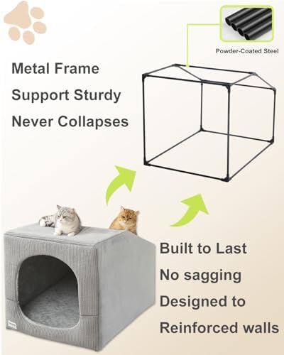 Hovicaed Indoor Dog House Large Sized Dog Tent with Covered Dog Bed 36x26in