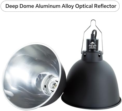 Reptile Light Fixture, 8.1in Deep Dome Reptile Heat Lamp Fixture with Switch, Terrarium UVB Basking Light Fixture for Bearded Dragon Snake Chameleon Lizard, Suitable for E26 Bulbs Up to 150W