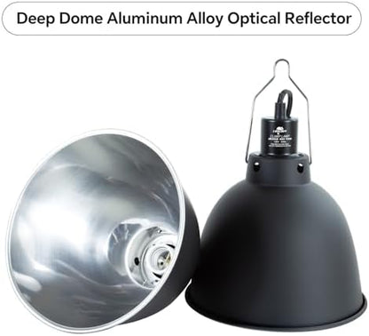 2 Pack Reptile Light Fixture, 8.1in Deep Dome Reptile Heat Lamp Fixture with Switch, Dual Terrarium UVB Basking Light Fixture for Bearded Dragon Snake Lizard, Suitable for E26 Bulb Up to 150W