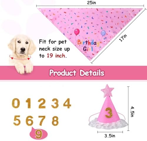 Dog Birthday Bandana Set, Dog Birthday Party Supplies