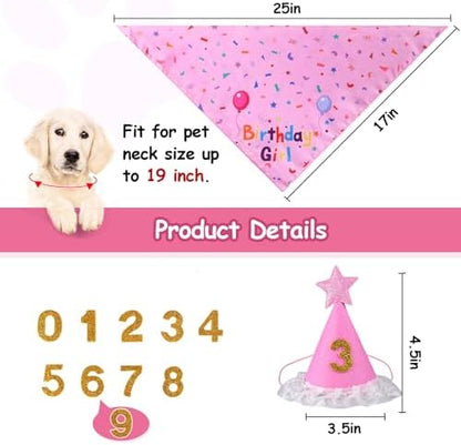 Dog Birthday Bandana Set, Dog Birthday Party Supplies