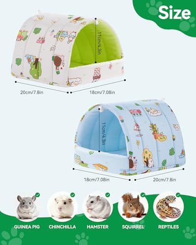 2 PCS Guinea Pig Hideout Guinea Pig House Guinea Pig Bed, Washable Hamster House Small Animal Cage Accessories for Mouse Chinchillas Hamsters Hedgehogs Ferrets Bearded Dragons and Rats