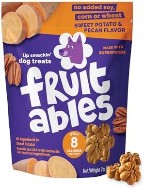Fruitables Baked Dog Treats, Sweet Potato Snacks for Dogs, Low Calorie & Delicious, No Wheat, Corn or Soy, Healthy Puppy Training Treats, Made in the USA, Sweet Potato and Cranberry Flavor, 7oz