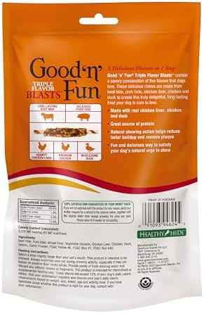 GOOD 'N' FUN Blasts Long-Lasting Dog Treat Made with Real Protein, 4 oz