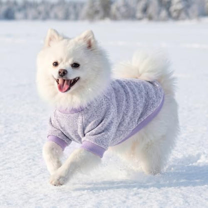 2 Pack Dog Sweaters for Small Dogs Girl Boy Winter Fleece Clothes Warm Soft Dog Sweatshirt Outfit for Dogs Cats Pet Apparel (Blue Purple+ Sweet Purple, S (Back: 11.8",Chest: 15.7", 5.5-10Ibs))