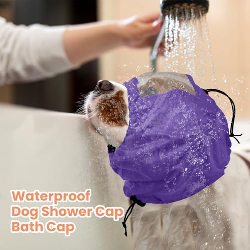 Nanaki Adjustable Shower Caps for Dogs Ears Dog Ear Covers for Bath, Shower Cap Reusable Waterproof Ear Covers for Dogs, Dog Ear Protection for Bath Dog Bath Ear Protection Bathing Grooming Swimming