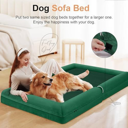 NANUYA Orthopedic Dog Bed for Large Dogs, 36 x 27 Inch, Emerald