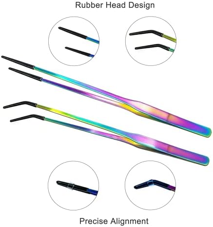 2 Pcs 10.6" Iridescent Reptile Feeding Tongs & Tweezers Set