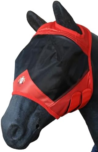 T TEKE Fine Mesh Horse Fly Mask w/No Ears, UV Blocking 3D Eye Visor with Extra Fleece Cushioned Forehead, Protection from Insect Pests