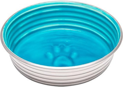 Loving Pets - Le BOL Dog Food Water Bowl Enamel Ceramic Bowl No Tip Stainless Steel Pet Bowl No Skid Spill Proof (Extra Small, Seine Blue)