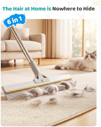Pet Hair Remover for Carpet, 54 Inch Adjustable Long Handle Carpet Rake for Pet Hair Removal, 3 Piece Dog Hair Carpet Rake and Carpet Scraper Tool for Rugs, Couch, Stairs, Furniture