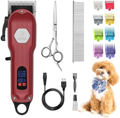 Dog Cordless Grooming Kit Low Noise for Heavy Thick Hair&Coats