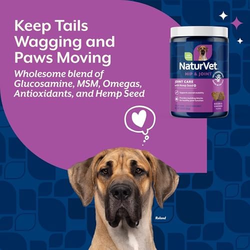 NaturVet Hip & Joint Care with Hemp Seed Supplement for Dogs, 120ct