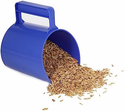 Feed Scoop - Grain Scoop for Horse,Heavy Duty Plastic Large Food Scoop for Large Dogs Livestock 1.8 Quart/7.2Cups (Blue)