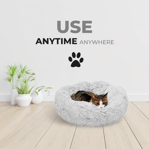 Whiskers & Friends Cat Beds for Indoor Cats & Small Dog, Fluffy Cat Bed