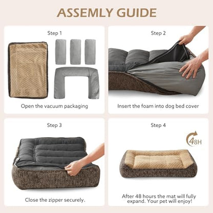 JOEJOY Orthopedic Dog Bed Medium Sized Dogs, Extra Thick Supportive Big Dog Couch Bed with Sides, Ultra Soft Pet Bed Sofa, Brown, 35''x25''
