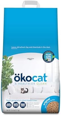 ökocat Original Wood Clumping Cat Litter, Unscented, 12.6 Pounds - Natural Ingredients, Stops Odor, Clumps Solid, 99% Dust Free, Lightweight Litter, Great for All Cats