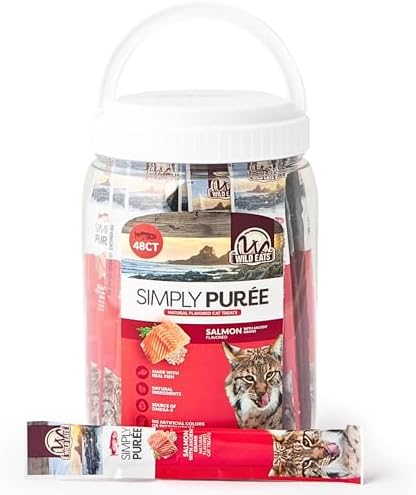 Wild Eats Simply Puree Salmon & Ancient Grains Cat Treats Tub, 48 Servings