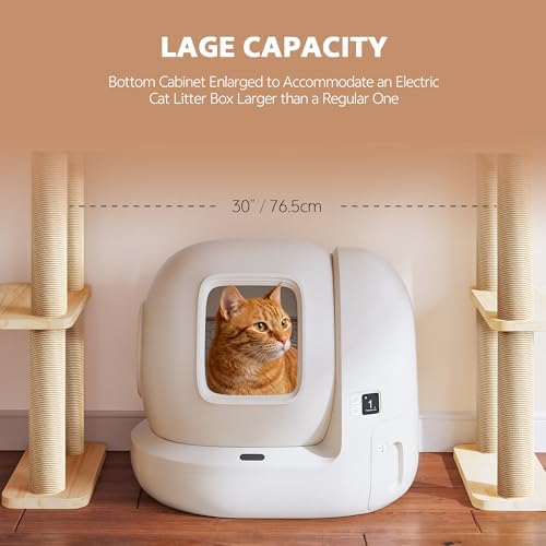 Wood Cat Tree for Automatic Litter Box, 5 Tier Cat Tower, 74 Inch